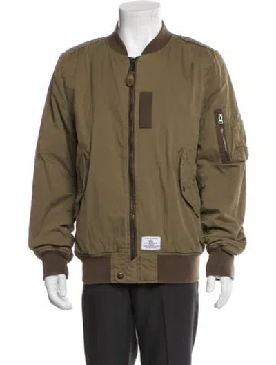 Pre-owned Alpha Industries Graphic Print Bomber Jacket In Green