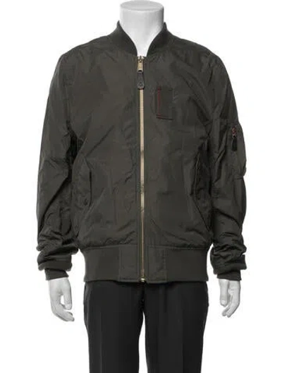 Pre-owned Alpha Industries Graphic Print Bomber Jacket In Green