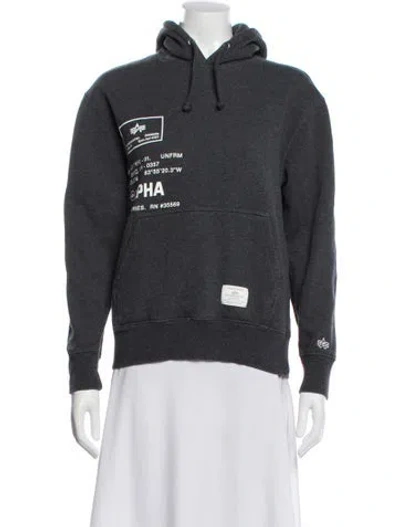 Pre-owned Alpha Industries Graphic Print Crew Neck Hoodie In Gray