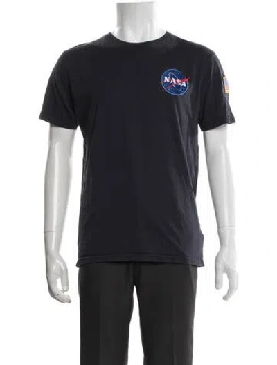 Pre-owned Alpha Industries Graphic Print Crew Neck T-shirt In Blue