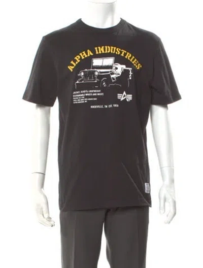 Pre-owned Alpha Industries Graphic Print Crew Neck T-shirt W/ Tags In Gray