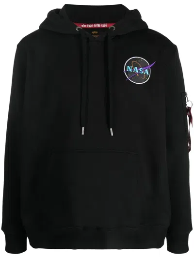 Alpha Industries Graphic-print Hoodie In Black