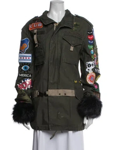 Pre-owned Alpha Industries Graphic Print Utility Jacket In Green