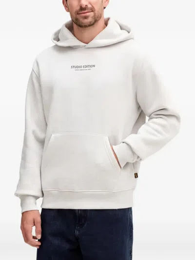 Alpha Industries Graphic-print Hoodie In White