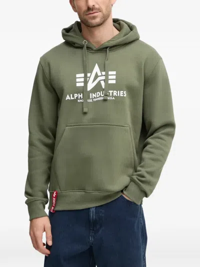 Alpha Industries 로고 후드 스웨트셔츠 In Green