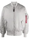 Alpha Industries Grey Reversible Zip-up Bomber Jacket In Grey