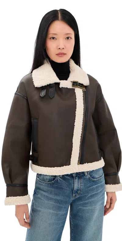 Alpha Industries Grove Relaxed Fitmoto Faux Leather Jacket Hickory