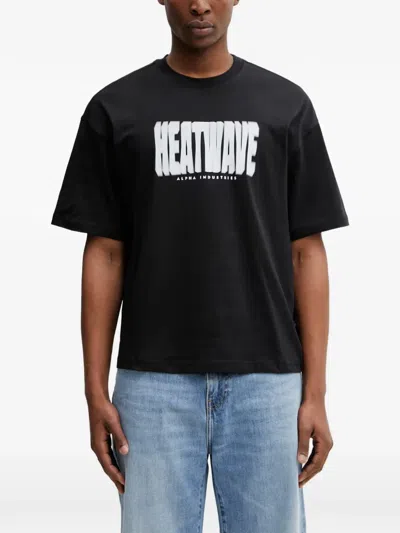 Alpha Industries Heatwave Logo-print T-shirt In Black