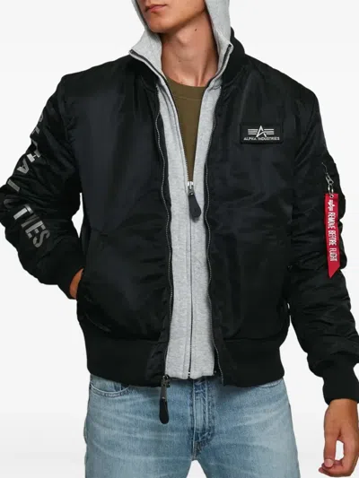 Alpha Industries Hooded Bomber Jacket In Black
