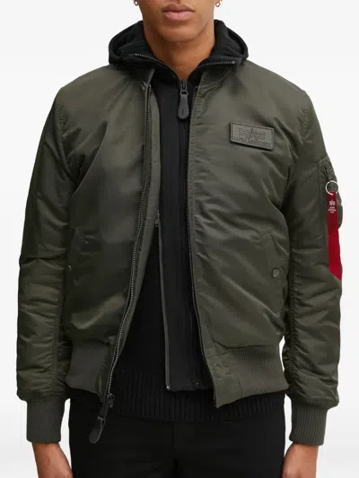 Alpha Industries Hooded Bomber Jacket In Green