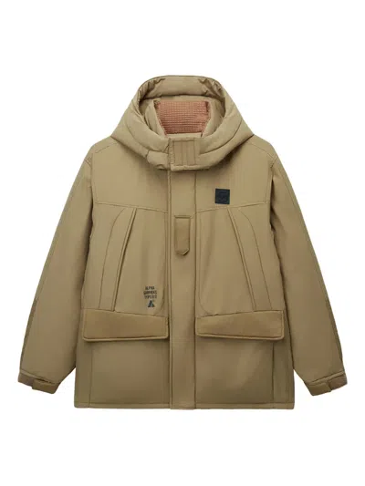 Alpha Industries Hooded Flap-pocket Jacket In Brown