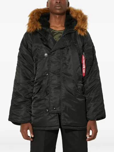 Alpha Industries Hooded Jacket In Black