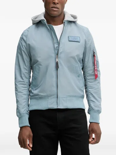 Alpha Industries Hooded Ma-1 Bomber Jacket In Blue