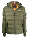 Alpha Industries Hooded Quilted Jacket In Green