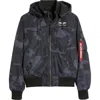 Alpha Industries Hooded Rib Flight Jacket In Multi