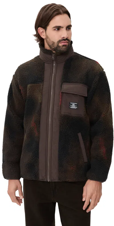 Alpha Industries Houston Relaxed Fit Fleece Jacket Hickory In Brown