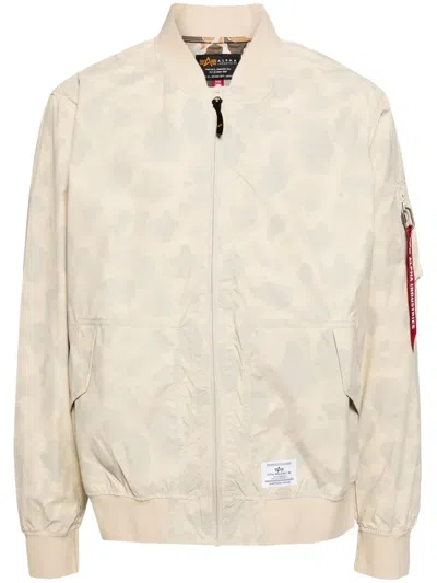 Alpha Industries L-2b Packaway Camo-print Bomber Jacket In Neutrals