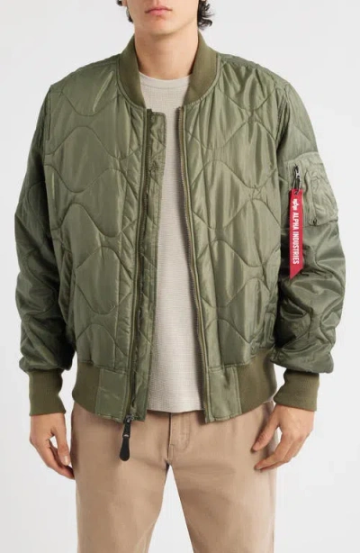 Alpha Industries L-2b Relaxed Water Resistant Quilted Bomber Jacket In Green