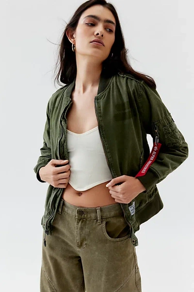Alpha Industries L-2b Rip And Repair Bomber Jacket In Green