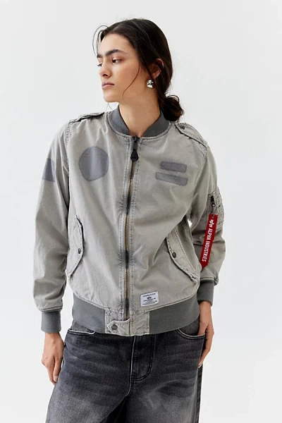 Alpha Industries L-2b Rip And Repair Bomber Jacket In Grey, Women's At Urban Outfitters