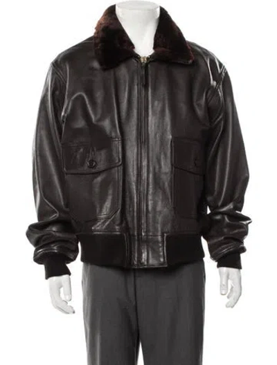 Pre-owned Alpha Industries Leather Bomber Jacket W/ Tags In Multi