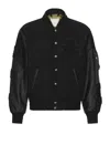 Alpha Industries Leather Ma-1 Varsity Jacket In Black