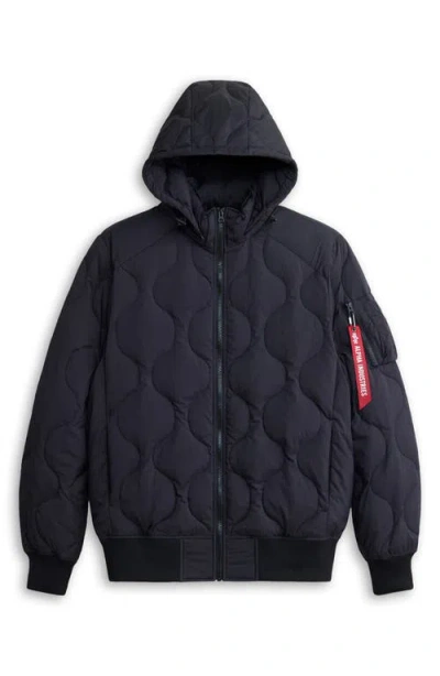 Alpha Industries Lightweight Quilted Water Resistant Down Jacket In Black