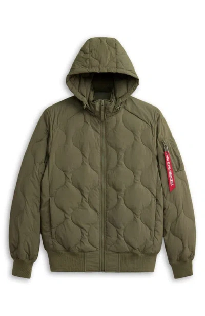 Alpha Industries Lightweight Quilted Water Resistant Down Jacket In Green