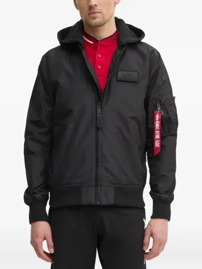 ALPHA INDUSTRIES LOGO-APPLIQUÉ HOODED JACKET