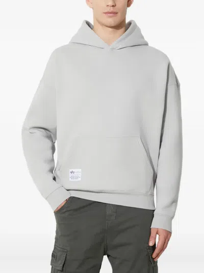 Alpha Industries Logo Backprint Hoodie In Gray