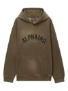 Alpha Industries Logo-embroidered Hoodie In Brown