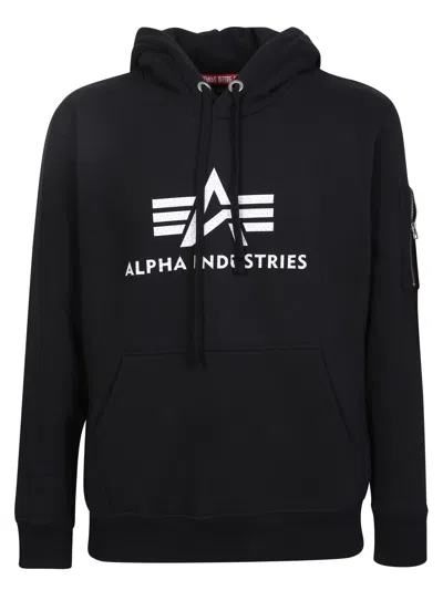Alpha Industries Logo Hoodie In Black