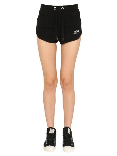 Alpha Industries Logo Mini Shorts For Women In Black
