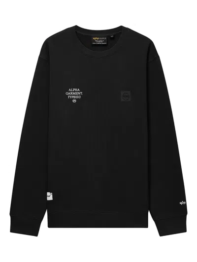 Alpha Industries Logo-patch Crew-neck Sweatshirt In Black