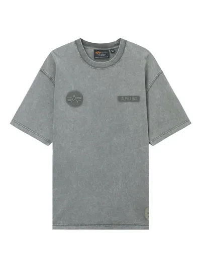 Alpha Industries Logo-patch Embroidered T-shirt In Blue