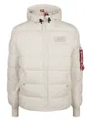 Alpha Industries Logo Patch Padded Jacket In Bianco
