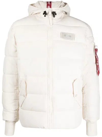 Alpha Industries Logo-patch Padded Jacket In White