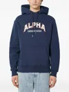 Alpha Industries Logo-print Hoodie In Blue