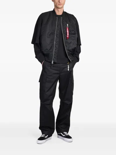 Alpha Industries Logo-strap Bomber Jacket In Black