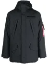 Alpha Industries Logo-tag Hooded Jacket In Schwarz