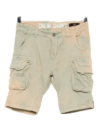 Alpha Industries Logo Washed Cargo Shorts In Green