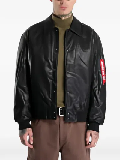 Alpha Industries Logo-embossed Bomber Jacket In Black