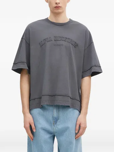 Alpha Industries Logo-embroidered Raw-edge T-shirt In Gray