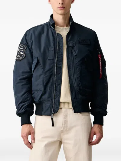 Alpha Industries Logo-patch Bomber Jacket In Blue