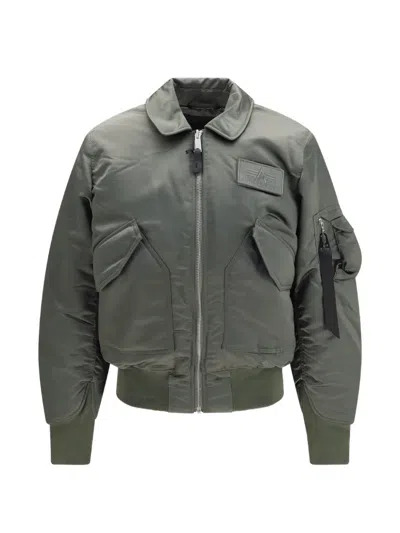 Alpha Industries Logo-patch Bomber Jacket In Gray