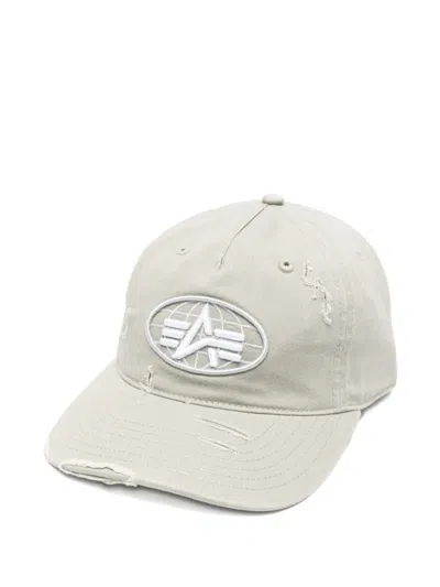 Alpha Industries Logo-patch Distressed Hat In Neutral