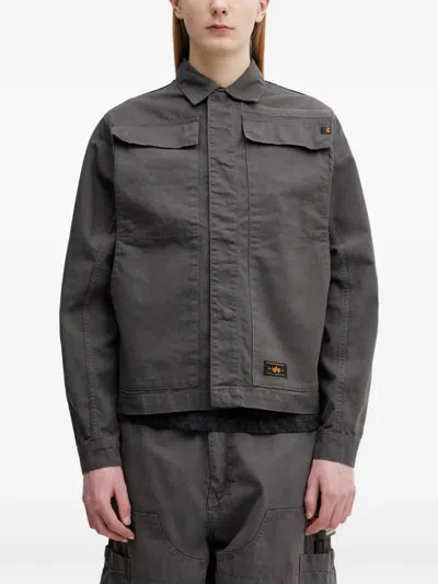Alpha Industries Logo-patch Flap-pocket Jacket In Gray