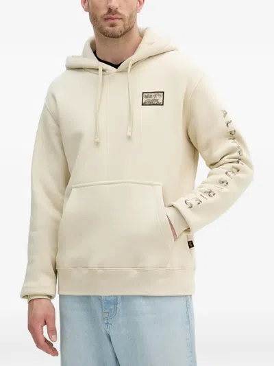 Alpha Industries Logo-patch Hoodie In Neutral