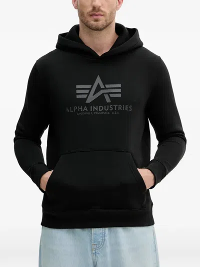 Alpha Industries Logo-print Pouch-pocket Hoodie In Black