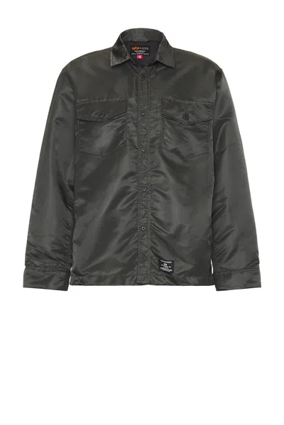 Alpha Industries Long Sleeve Flight Overshirt In Charcoal